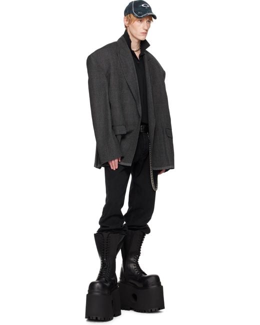 メンズ Balenciaga グレー Seamless テーラードジャケット Black