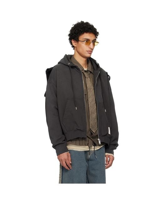 Maison Mihara Yasuhiro Black Pullover Combined Hoodie for men