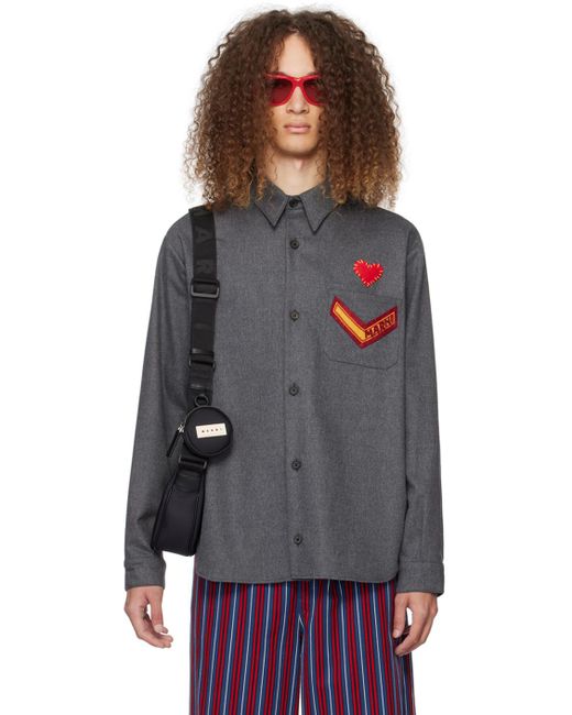 Marni Black Gray Patches Shirt for men