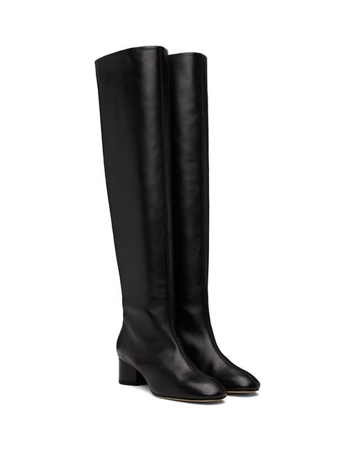 Aeyde Black Willa Leather Over-Knee Boots