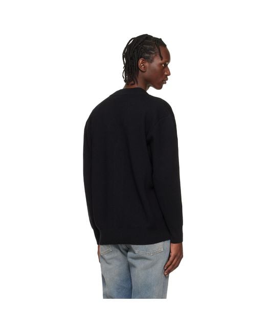 MARINE SERRE Black Merino Wool Knit Maxi Cardigan for men