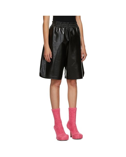 Bottega Veneta Black Leather Shiny Shorts