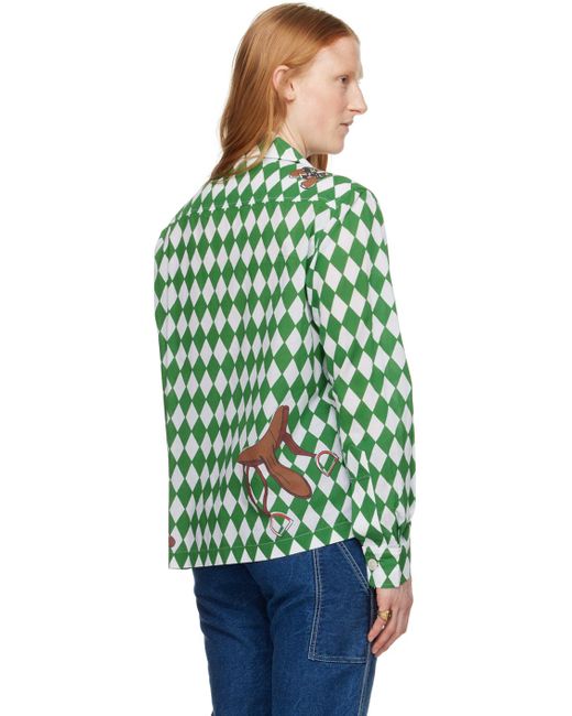 Chemise vert et blanc à images Bode en coloris Green