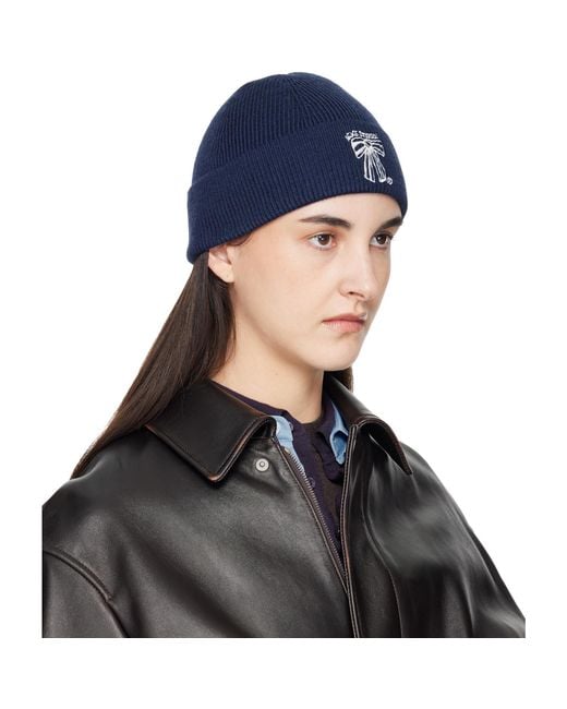 Acne Blue Merino Wool Beanie