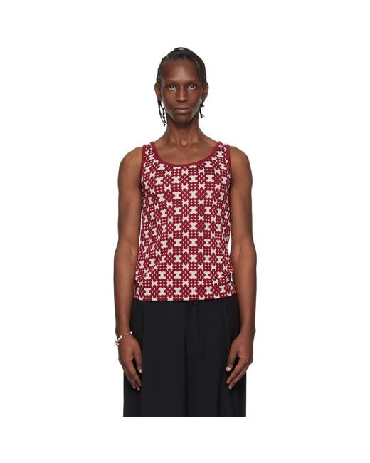 Dries Van Noten Red Off- & Jacquard Tank Top for men