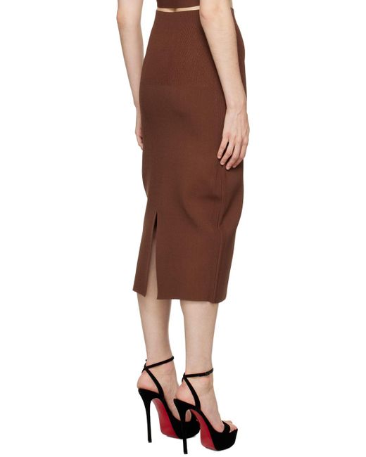 Victoria Beckham Multicolor Brown Vented Midi Skirt