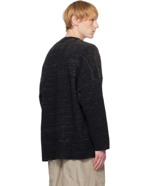 Jan Jan Van Essche Black Linen Cotton Yarn Knit#70 Sweater for men