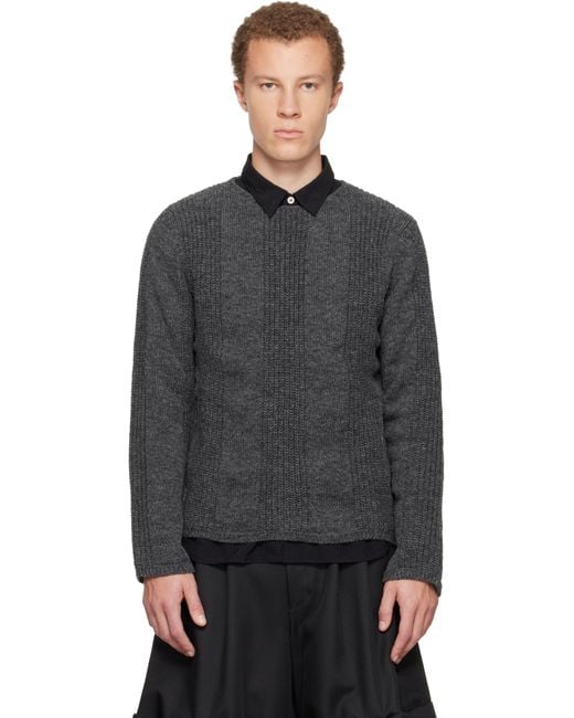 Comme des Garçons Black Wool Stripe Crewneck Sweater for men