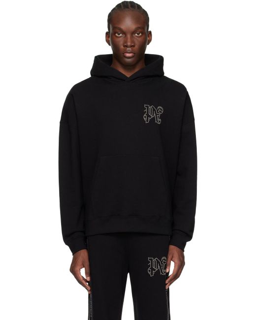 Palm Angels Black Milano Stud Hoodie for men