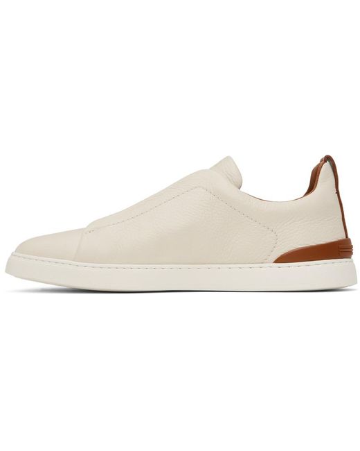 Zegna Black Off- Deerskin Triple Stitch Sneakers for men