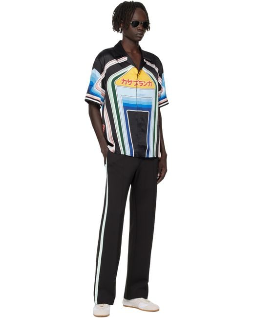 Casablanca Black Short Sleeve Silk Shirt for men