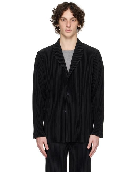 Homme Plissé Issey Miyake Black Tailored Pleats Blazer for men