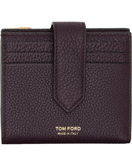 Tom Ford Multicolor Burgundy Soft Grain Leather Snap Wallet for men