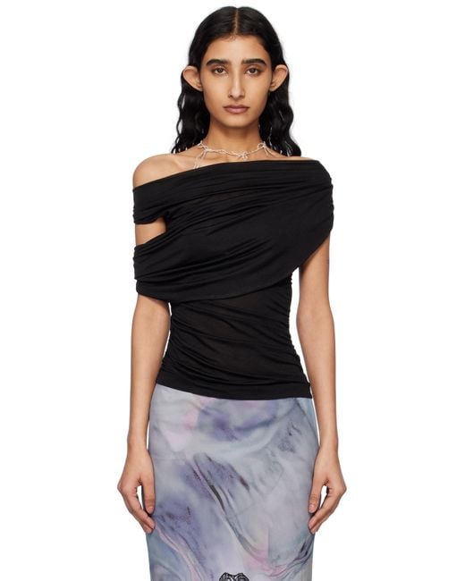 Blumarine Black Jersey Sablé Blouse