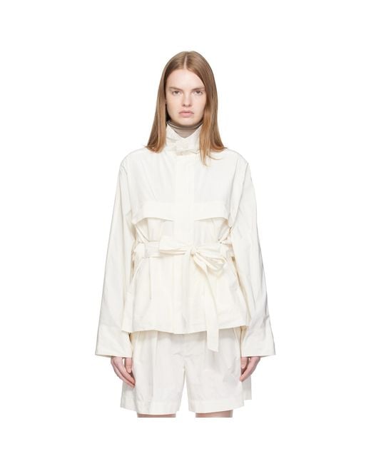 Issey Miyake White Off- Crumpled U Blouson Jacket