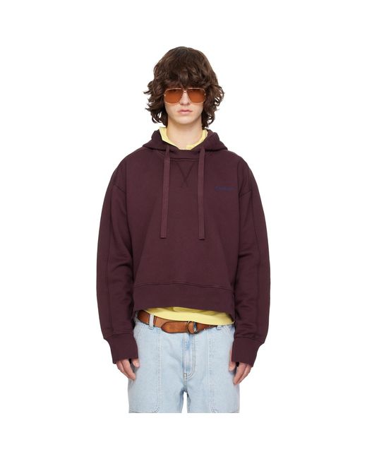 Sanderlak Purple Burgundy Embroidered Logo Hoodie for men