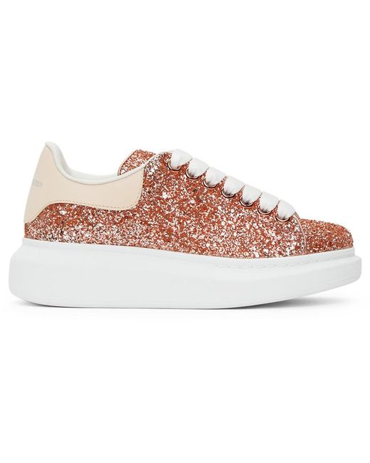 Alexander McQueen Pink Lace-up Glitter Leather Sneaker