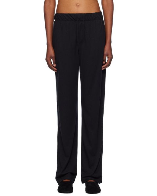 ÉTERNE Black Relaxed Modal-Blend Lounge Pants