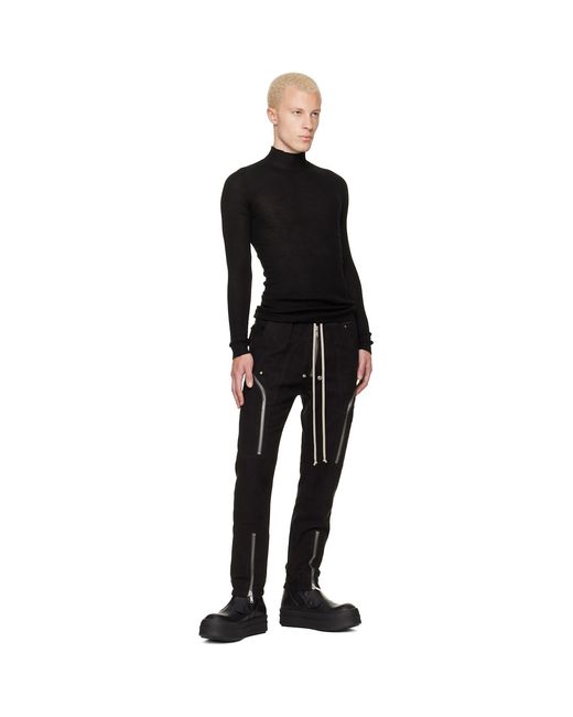 Rick Owens Black Tower Ribbed Lupetto Sweater for men