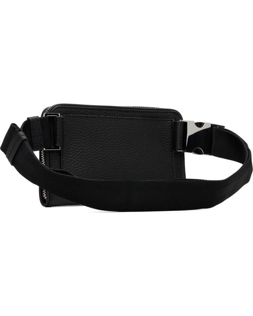 Boss Black Grained Leather Messenger Bag for men