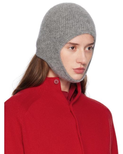 Jacquemus La Casaコレクション グレー La Capuche Gros Grain ビーニー Red