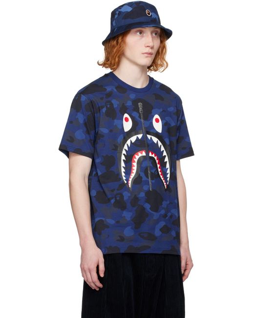 A Bathing Ape Blue Color Camo Shark T-shirt for men