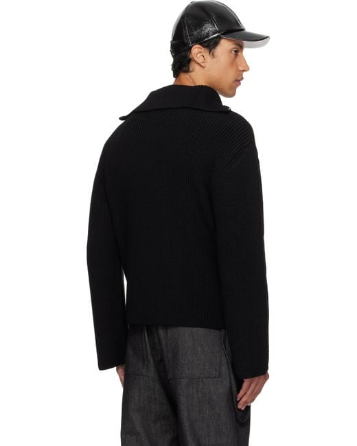 メンズ Courreges ブラック リブ ウール トラッカー セーター Black