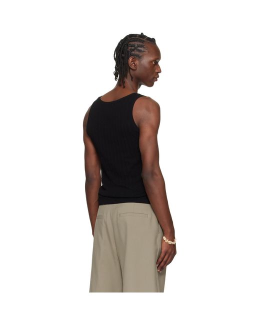 Dries Van Noten Black Rib-Knit Tank Top for men