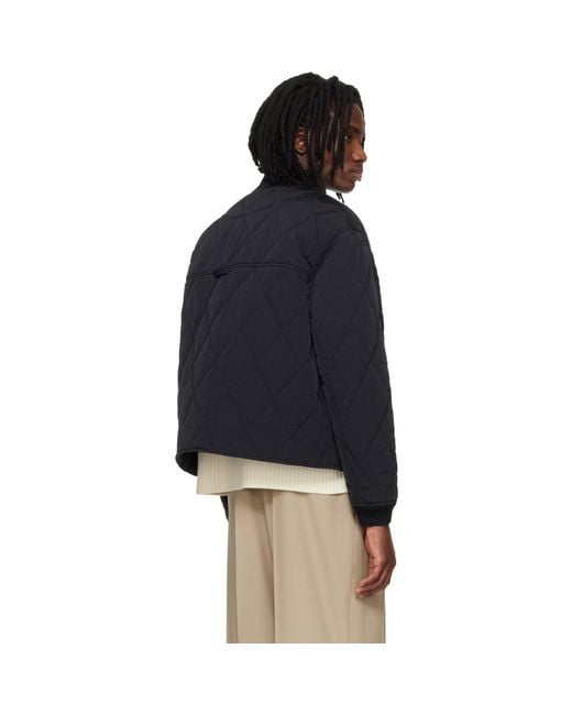 AMI Blue Nylon Padded Bomber Jacket for men