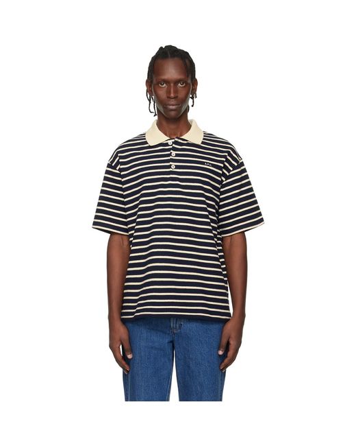 A.P.C. Black Striped Polo for men