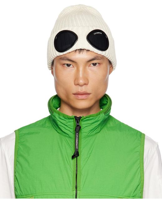 C P Company Green C.p. Company Off-white goggle Beanie for men
