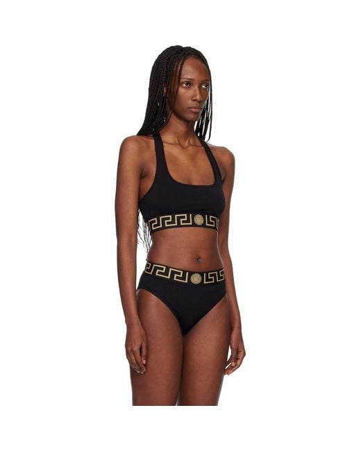 Versace Black Nylon-Blend Bikini Top