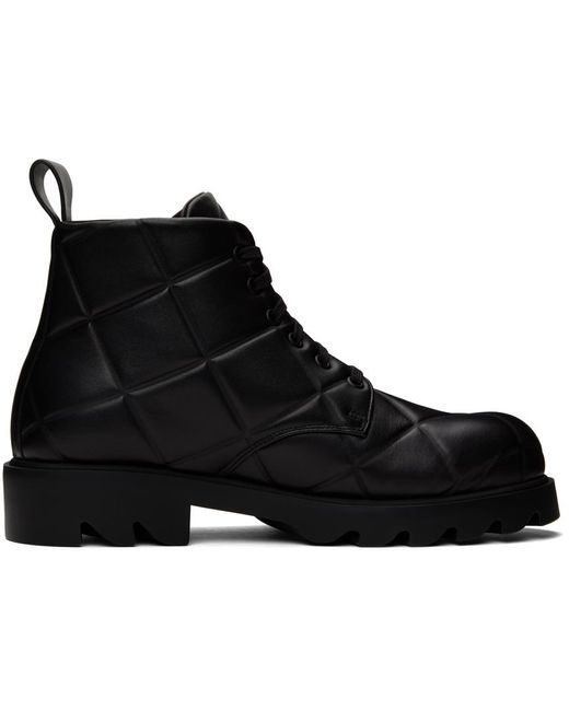 Bottega Veneta Black Strut Grid Boots for men