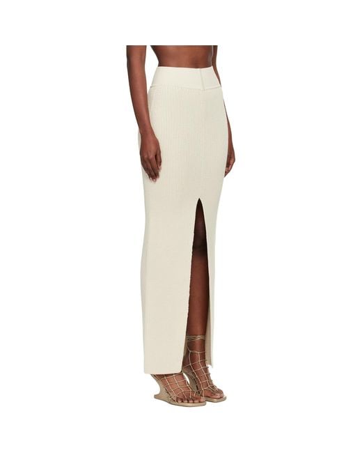 Rick Owens Natural Off- Concordians Sliced Midi Skirt