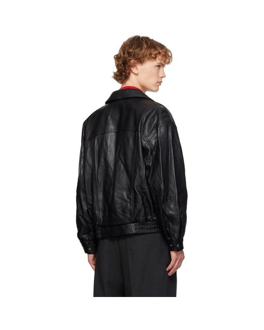DUNST Black Oversized Vintage Leather Jacket for men