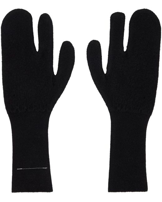 MM6 by Maison Martin Margiela Black Felted Knit Gloves