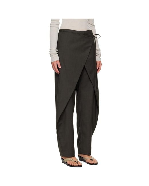 St. Agni Gray Wrap Rouleau Trousers