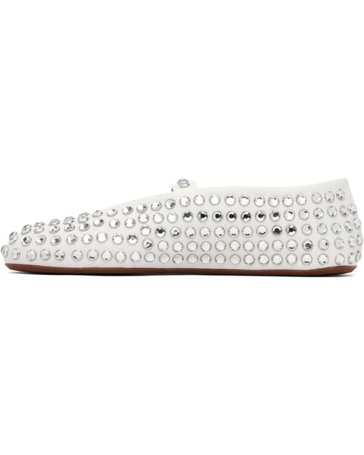Alaïa White Strass Lambskin Ballerina Flats