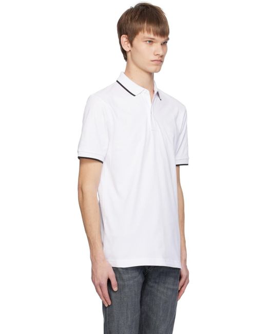 メンズ Boss ホワイト スリムフィット ポロシャツ White