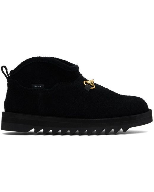 Suicoke Black Suede Ankle Boots Shearling Lining for men