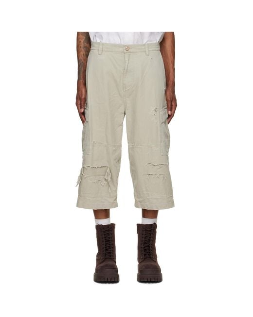 Balenciaga Natural Cropped Cargo Pants for men