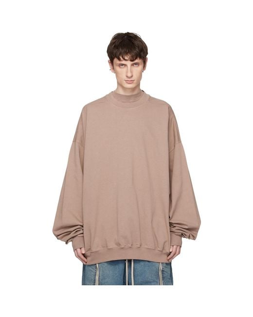 Rick Owens Natural Taupe Temple Hun Crewneck Sweatshirt for men