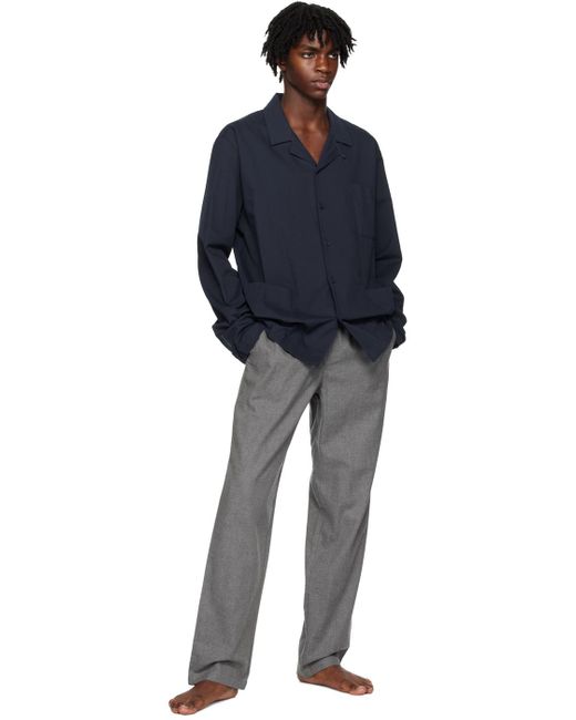 Sunspel Black Gray Straight Leg Lounge Pants for men