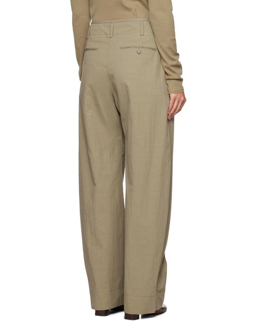 Lemaire Natural Khaki Curved Volume Trousers
