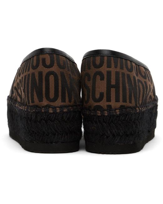Espadrilles brunes à motif à logo Moschino en coloris Black