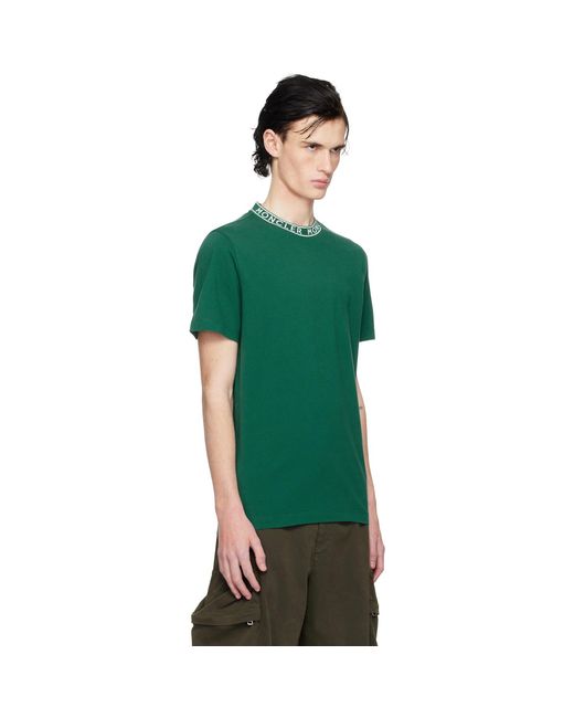 Moncler Green Logo-Trimmed Cotton T-Shirt for men