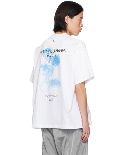 メンズ Wooyoungmi ホワイト Luminous Jellyfish Tシャツ White