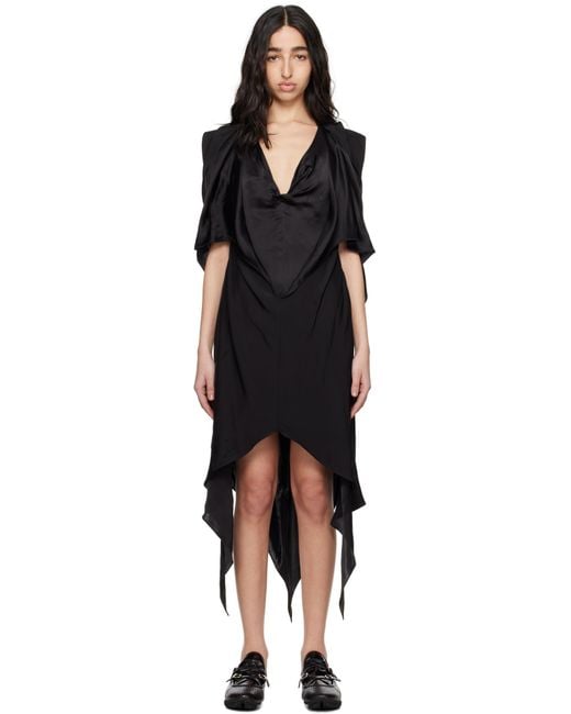 Kiko Kostadinov Black Fornax Draped Midi Dress