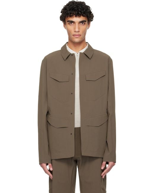 Veilance Brown Taupe Field Softshell Jacket for men