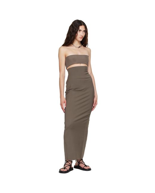 Rick Owens Brown Tower Dirt Pillar Maxi Skirt
